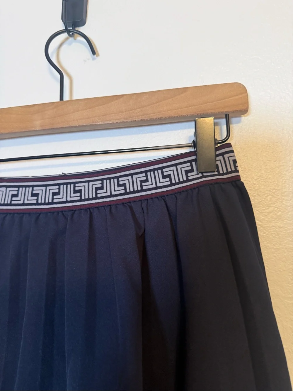 Tory‎ Burch The Tech Twill Geo-T Pleated Skirt Navy Tennis Skort
